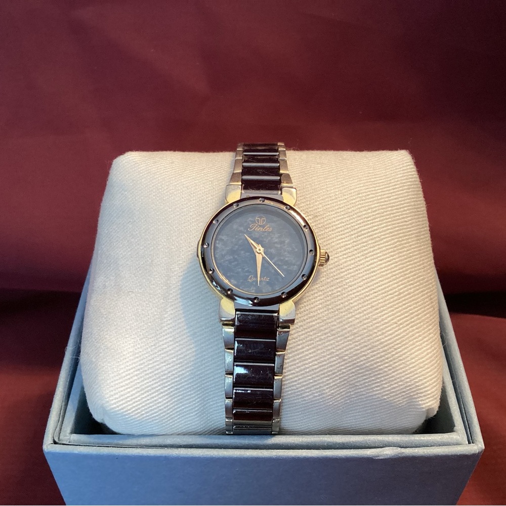 Tinles Brand Ladies Black & Gold Watch